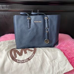 Michael Kors Jet Carryall Tote Navy Blue